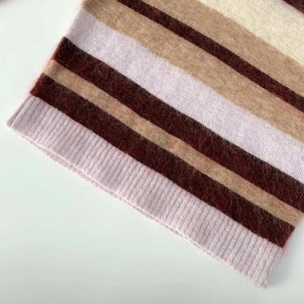 🍁ACNE STUDIOS Green and Red Kalbah Mohair Striped Sweater - Picture 15 of 16